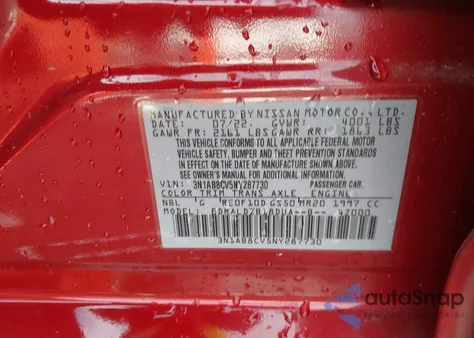 2022 Nissan Sentra Sv Xtronic Cvt from USA, damaged, VIN 3N1AB8CV5NY287730